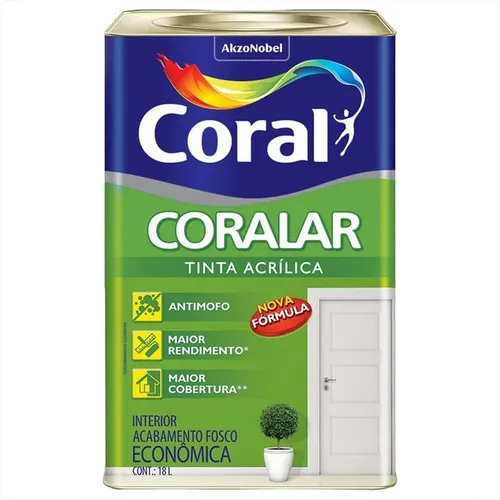 Tinta Acrilica Coralar Branco Neve Antimofo Paredes Interna